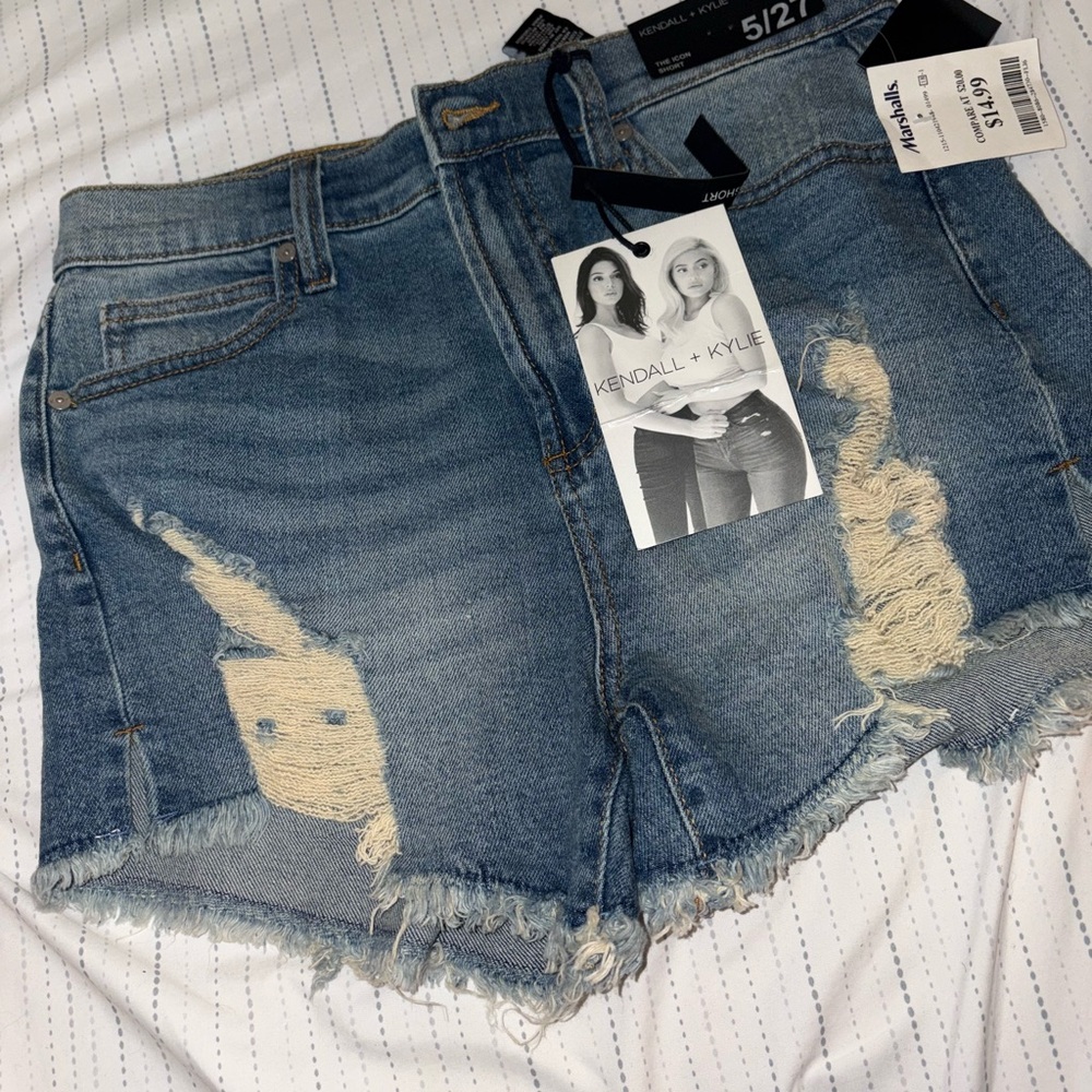 Kendall & Kylie Light Blue Ripped Jean Shorts